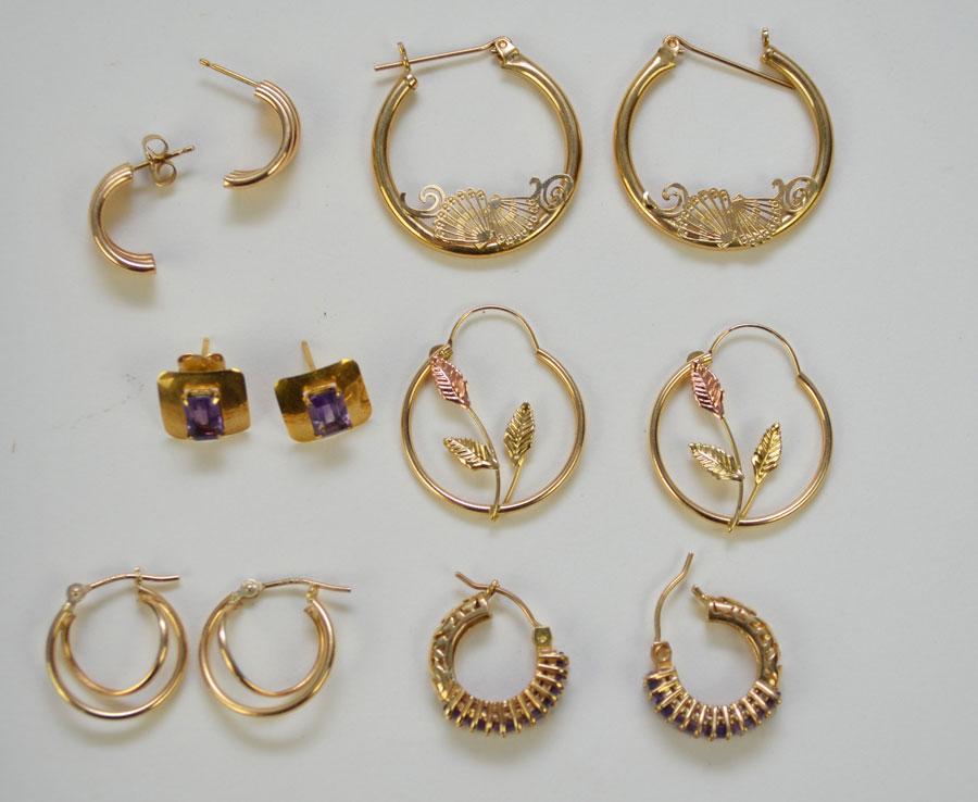 Lot of 14k Gold Earrings (Amethyst) (1 of 2)