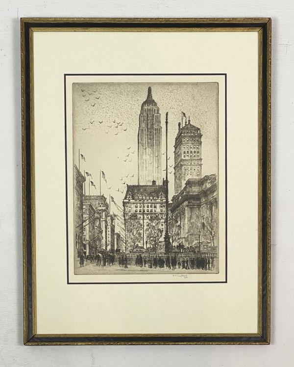 Edward Suydam Signed Empire State Building Etching (1 of 3)