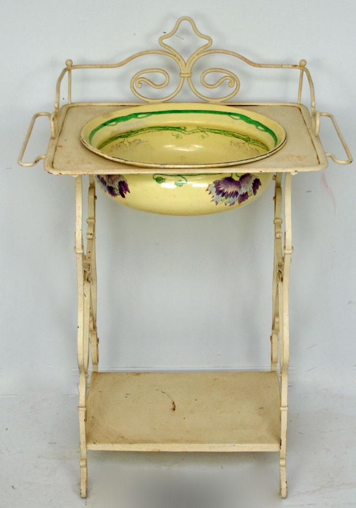 Nice, Vintage French Iron Washstand with Enamel Bowl (1 of 6)