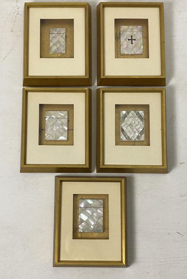 Collection of Framed Mother of Pearl Calling Card Cases (1 of 6)