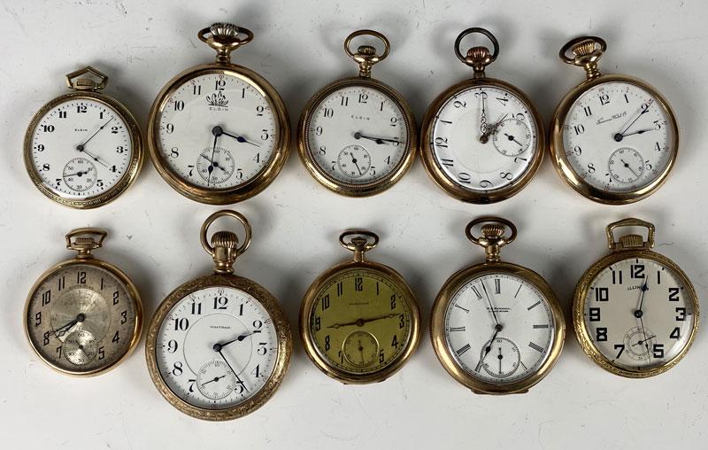 Lot of Gold Tone Open Face Pocket Watches (1 of 9)