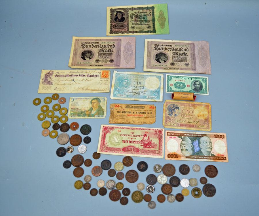 Collection of Antique Mostly Forreign Money Coins &: Lot includes coins from around the world