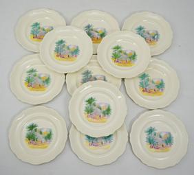 Set of 12 Copeland Spode's Campagna Plates: Plates measure approximately 10 5/8". 1 has lost paint on the image.