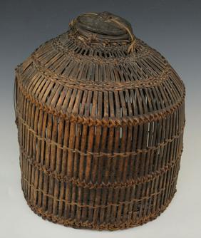 Rare Asian / Thai Reticulated Bamboo Basket Birdcage (1 of 4)