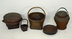 Group of 5 Vintage Thai Woven Baskets (1 of 4)