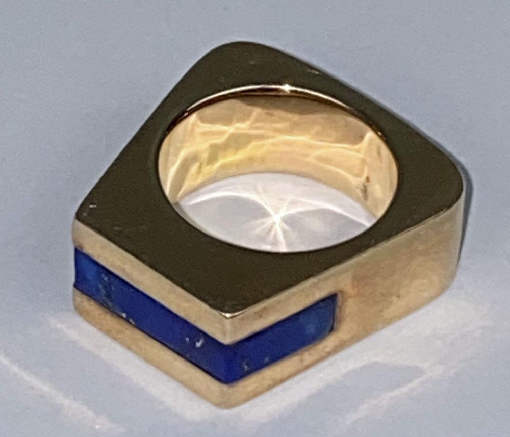 Cool Mid Century Modern 14K Gold & Lapis Men's Ring (1 of 6)