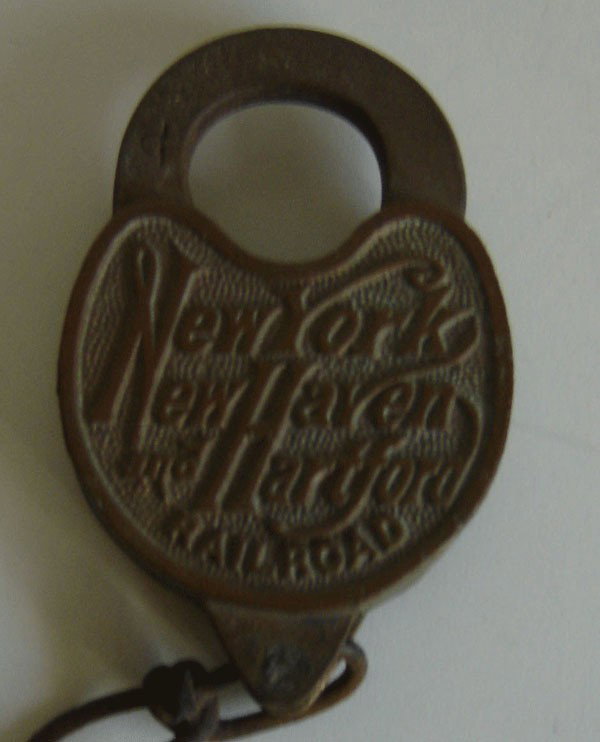 Lot Of Antique Railroad Keys And Locks: Lot Of Antique Railroad keys And Locks. One is a New York, New Haven and Hartford Railroad by the S.&E. M. Co with chain.B & O L. Sta. Lock Reese Co. two smaller locks.with key. one reads Bohanna 70 a