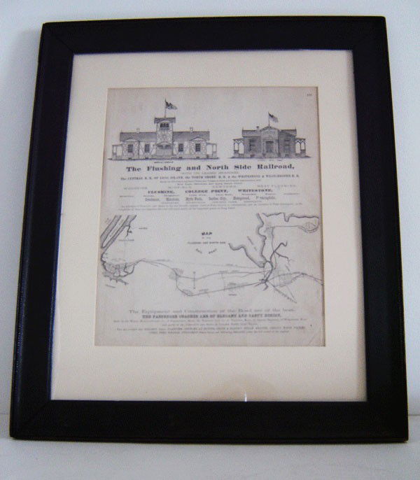 The Flushing And Northside Vintage Railroad Map: FLUSHING and northside RAILROAD MAP measures 14 1/2 x 12" without the mat. Frame measures 24" x 20 1/4"