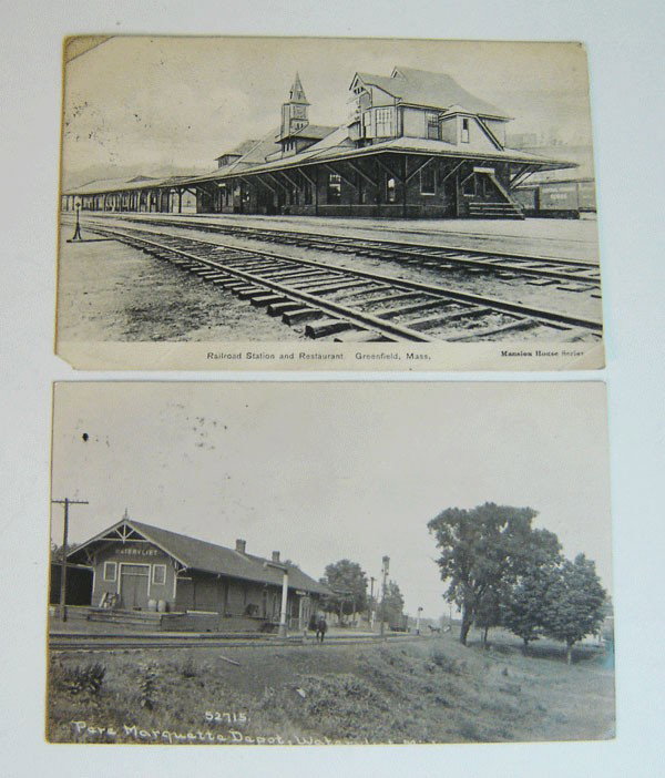 10 Real Postcards Train Stations Conn, Mass, Maine: 10 Real Postcards Train Stations(Conn,Mass,Maine) 1:Railroad Station and Restaurant. Greenfield, Mass. Mansion House Series. 2: R.R. Station, Brockton, Mass. 3: M.C.R.R. Station, Newport,Me. 4: M.C.R.