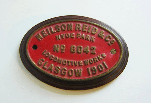 Neilson Reid & Co Locomotive Works 1901 Plate: This Neilson Reid & Co Locomotive Works 1901 Builders Plate measures 4 1/2 x 6 1/2 Stamped on the back says Engine 64287