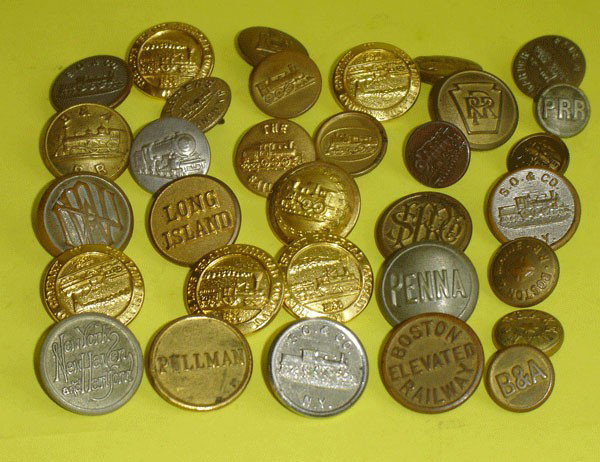 Lot Of 32 Antique Railorad Buttons Pullman ,Ny...: Lot Of 32 Antique Railroad Buttons PENNA, SER Co., PRR, Long Island, Long Island 1834, train by Waterbury button Co., NY, New Haven, Hartford, PULLMAN, S.O. & N.Y.Co., B & A
