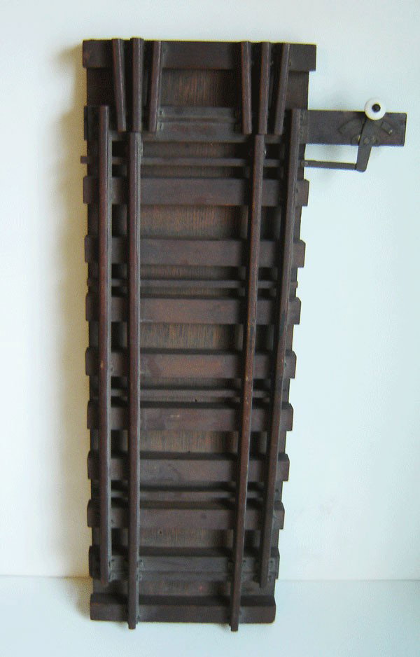 Vintage Mahogany Model - Train Track Switch Device: Vintage Mahogany Model Of A Train Track Switch Device. It measures 24 3/4 x 8 1/2. Gauge measures 4 1/2.