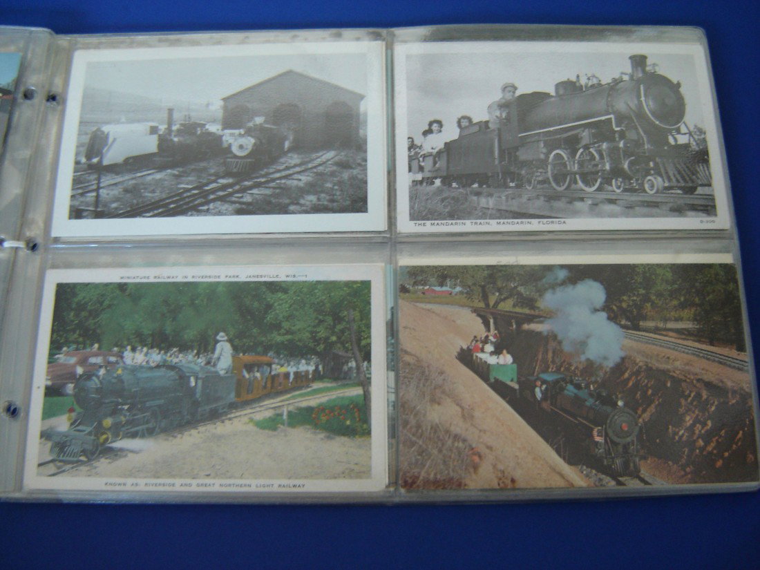 76 Vintage Miniature Train Postcards: D 45747 Miniature Rly., Rhyl pleasure Park Rhyl., miniature train Marine Lake Rhly, miniature railway marina lake Rhyl., miniature RR Miniature Railway station Marine Lake Rhly., ?, No.98, Calico Mine