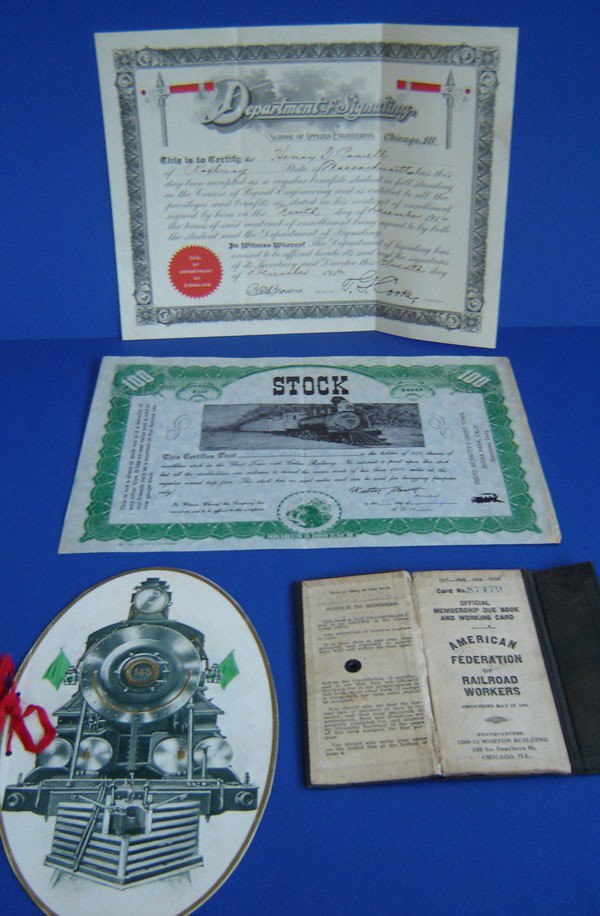 A Lot Of Fun Vintage Railroad Ephemera: First annual ball E.C. Fellows lodge, No. 143 Brotherhood Of Locomotive Firemen and Enginemen April 17, 1907, Department of Signaling School Of Applied Engineering 1916 Chicago, Ill., Official members