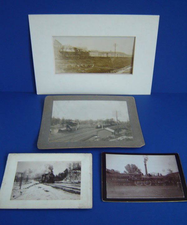 8 Vintage Locomotive Photographs: 1.) N.Y.C. & H.R.R.R. No. 908 " Old Grand Central exposition Flyer," 1893.Matted it measure's 3 3/4 x 7 the picture measures 4 3/4 x 6 1/2. 2.) N.Y.C. & H.R.R.R. No. 923 May 1896 matted it measure's 5