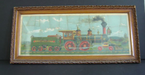 Framed 4 Vintage Locomotive Train Puzzles: 1.) L.S. & M.S. No. 660 framed it measures 22 1/4 x 26 1/4. The puzzle measures 14 x 20 1/4. 2.) Tank Springfield No. 305 framed it measures 14 1/2 x 32. The puzzle measures 10 1/4 x 27. 3.) English e