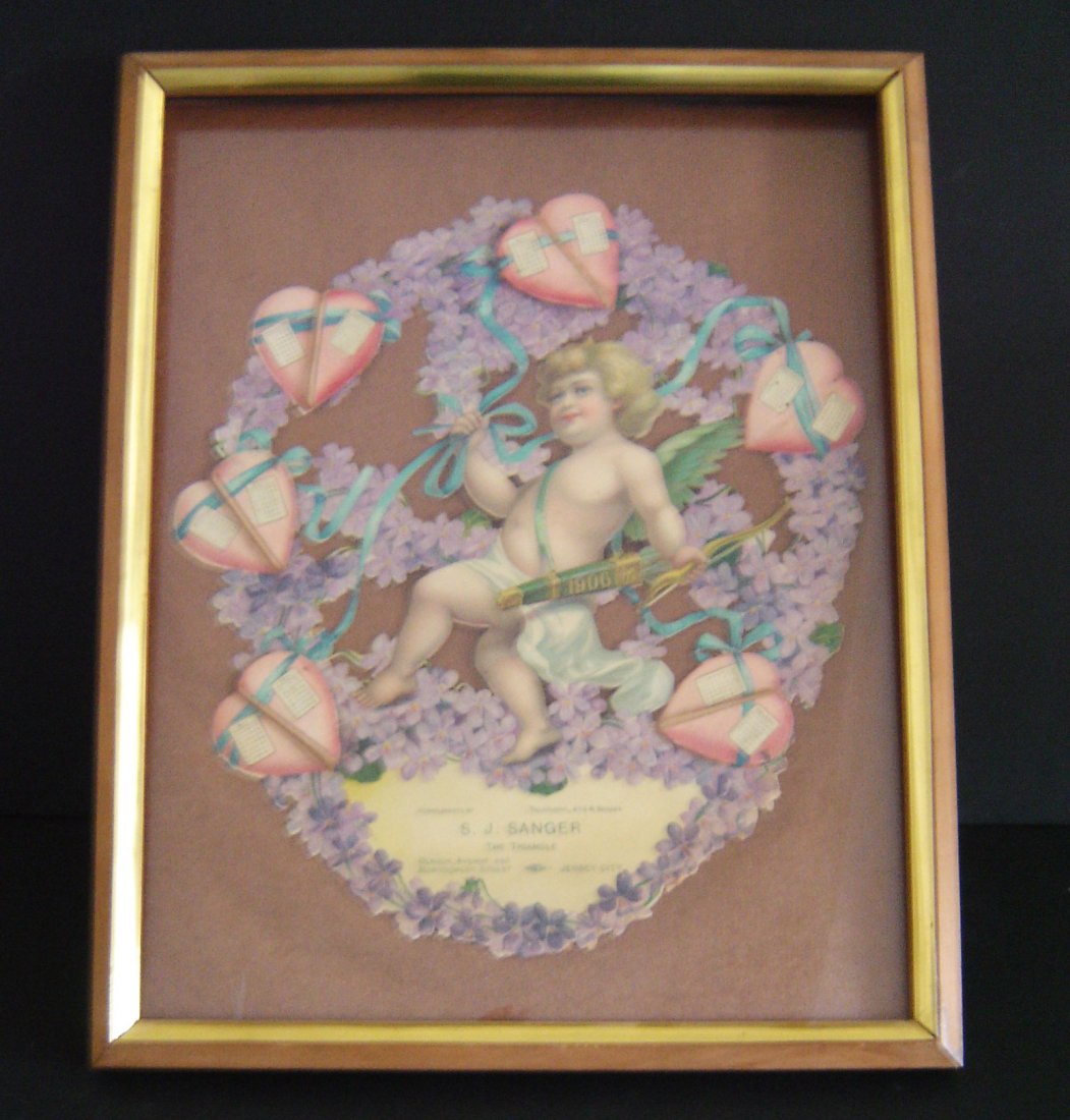 1906 Vintage S.J. Sanger Calendar: Framed it measures 20 3/4 x 16 5/8 the calendar measures 15 1/2 x 14.