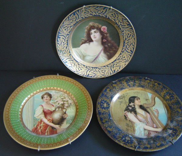 3 1905 Vintage Art Plates: 3 1905 Vintage Art Plates
