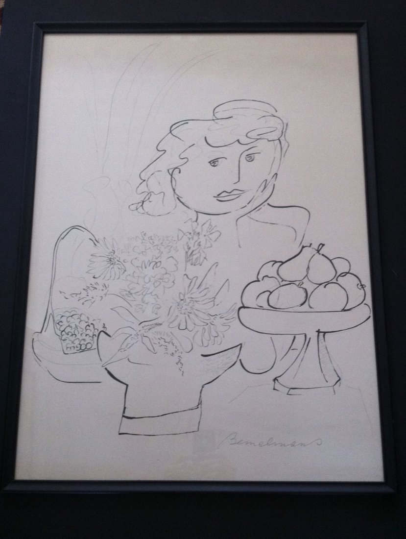 Large Drawing Of His Wife Signed Ludwig Bemelman: The picture measures 29.5 x 12.5 and framed it measures 31 1/4 x 23.