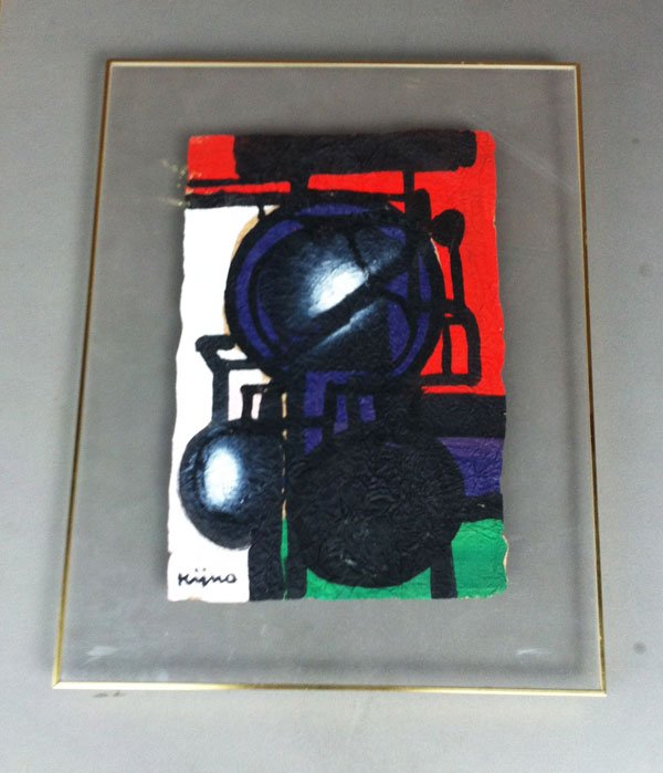 Mid Century Mix Media on Paper Sgnd Ladislas Kijno: The frame measures 18 1/4 x 14 1/4.