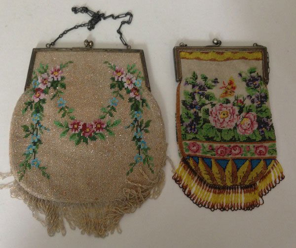 2 Antique Beaded Purse's: They measure 8 3/4 X 5 1/2, 8 1/2 X 4 3/4.