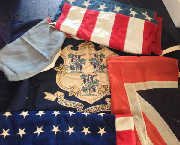 Lot Of Antique World Flags ( 2 American ): 4 Flags measure 3 x 5 FT. One US flag measures 5 x 8 FT. One US flag has 48 stars circa 1912-1959. One flag has 35 stars circa 1864 base upon when states were added to the union.