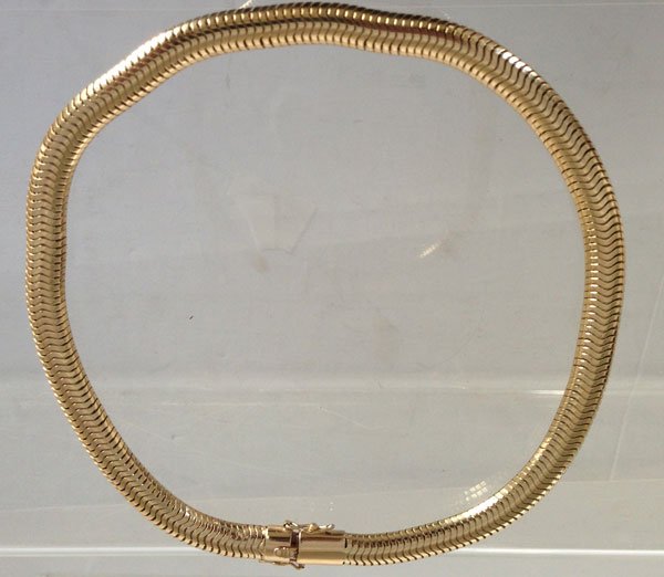 Vintage 14k Gold Rope Design Choker: measures 15 inches in diameter not including the clasp. Gross weight 57.1 DWT.