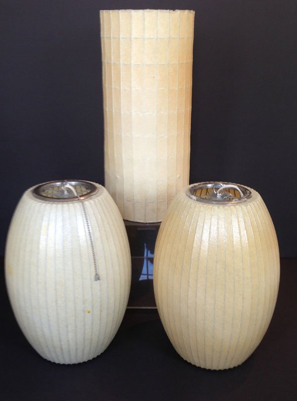3 Vintage George Nelson Bubble Lamps: The two lamps measure 14 x 6 inches. And the other lamp measures 18 x 8 inches.