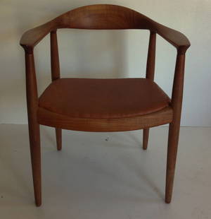 6 Hans Wegner / Johannes Hansen Teak Dining Chairs: Hans Wegner Danish Modern dining chairs branded Johannes Hansen Copenhagen Denmark. 4 are brown and 2 are beige. They Measure 30" tall x 24.75" wide x 18.25" deep.