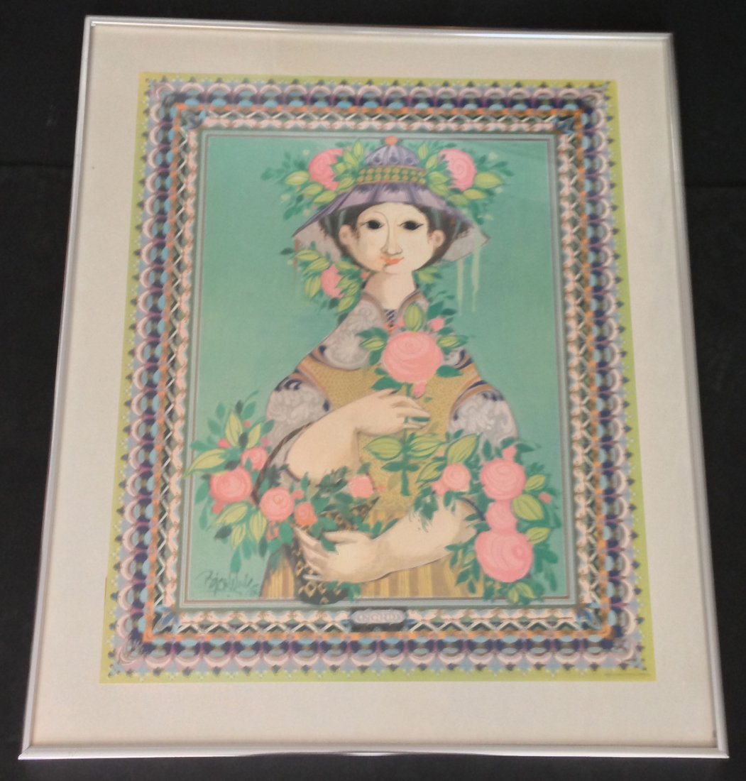 4 Bjorn Wiinblad Framed Posters: 3 in silver frames measure 24.25" x 29.25" and one in blue frame measures 20.5" x 25.5"