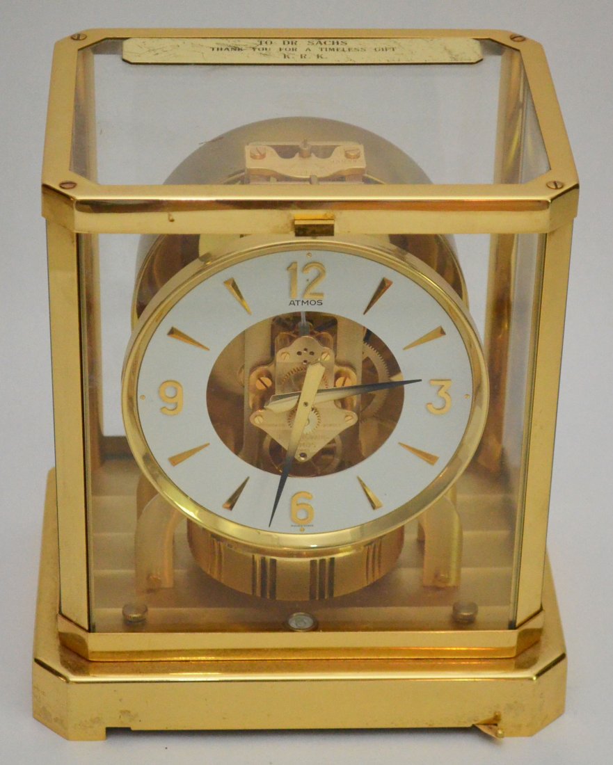 Le Coultre Atmos Clock: Measures 9.25" tall x 7.25" long x 5.75" wide.