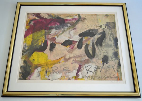 Willem De Kooning Paris Review Signed & Numbered Litho: Signed & numbered. Frame measures 38.5" x 32.5" Image sight measures 30.5" x 24.5".