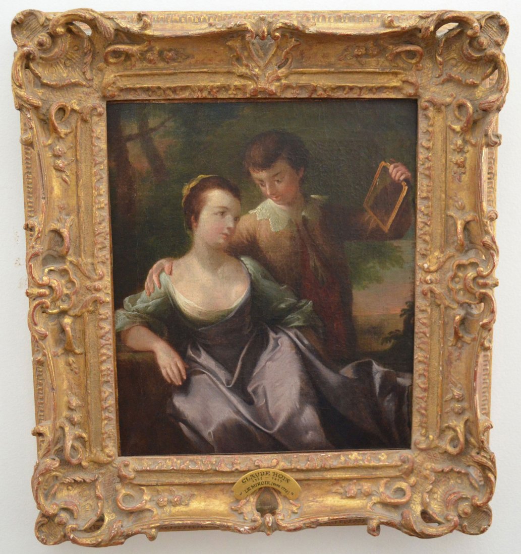 18th/19th C. O/C Portrait Claude Jean Baptiste Hoin: Frame: 20" x 17.5" Image: 14" x 12".