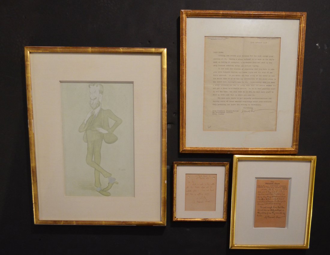 19th/20th Cent George Bernard Shaw Items: Lot includes: 1895 handwritten letter signed G. Bernard Shaw (Frame: 5.75" x 6.75" paper sight: 4.25" x 3.25"), 1949 handwritten letter signed G. Bernard Shaw (Frame: 11" x 9" Paper sight 5.5" x 3.5")