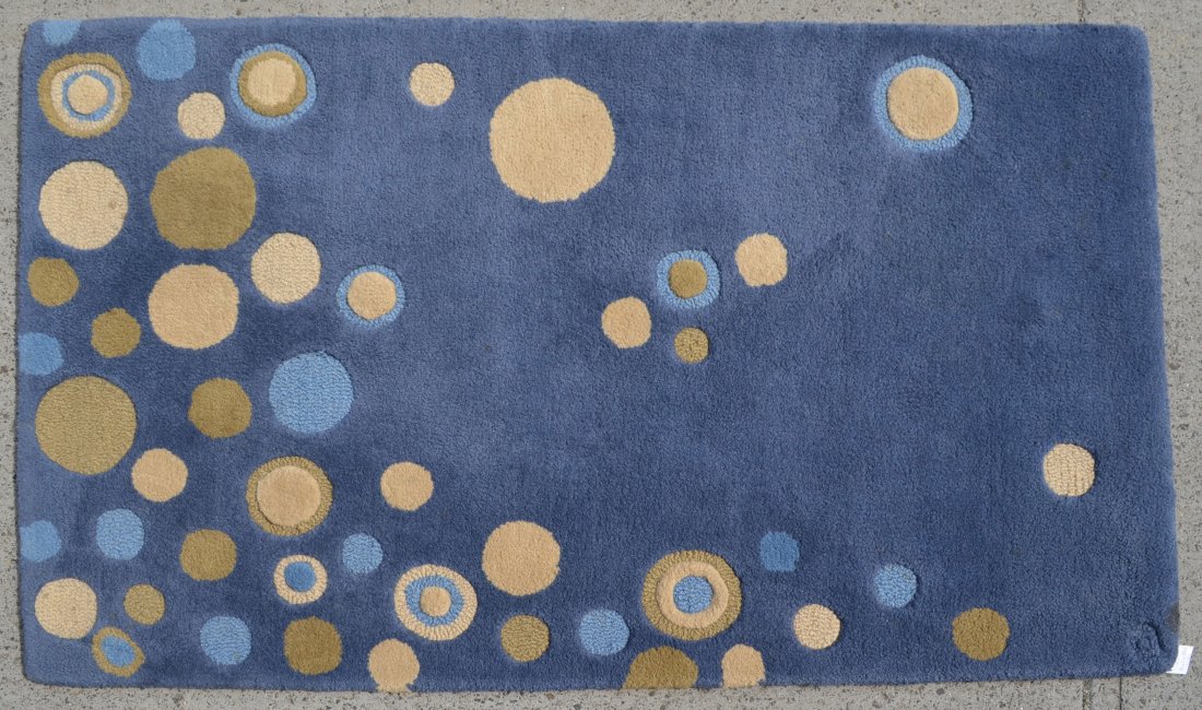 Angela Adams Islands Blue Circle Rug: Great mid century modern style rug by Angela Adams. Measures 36" x 60"
