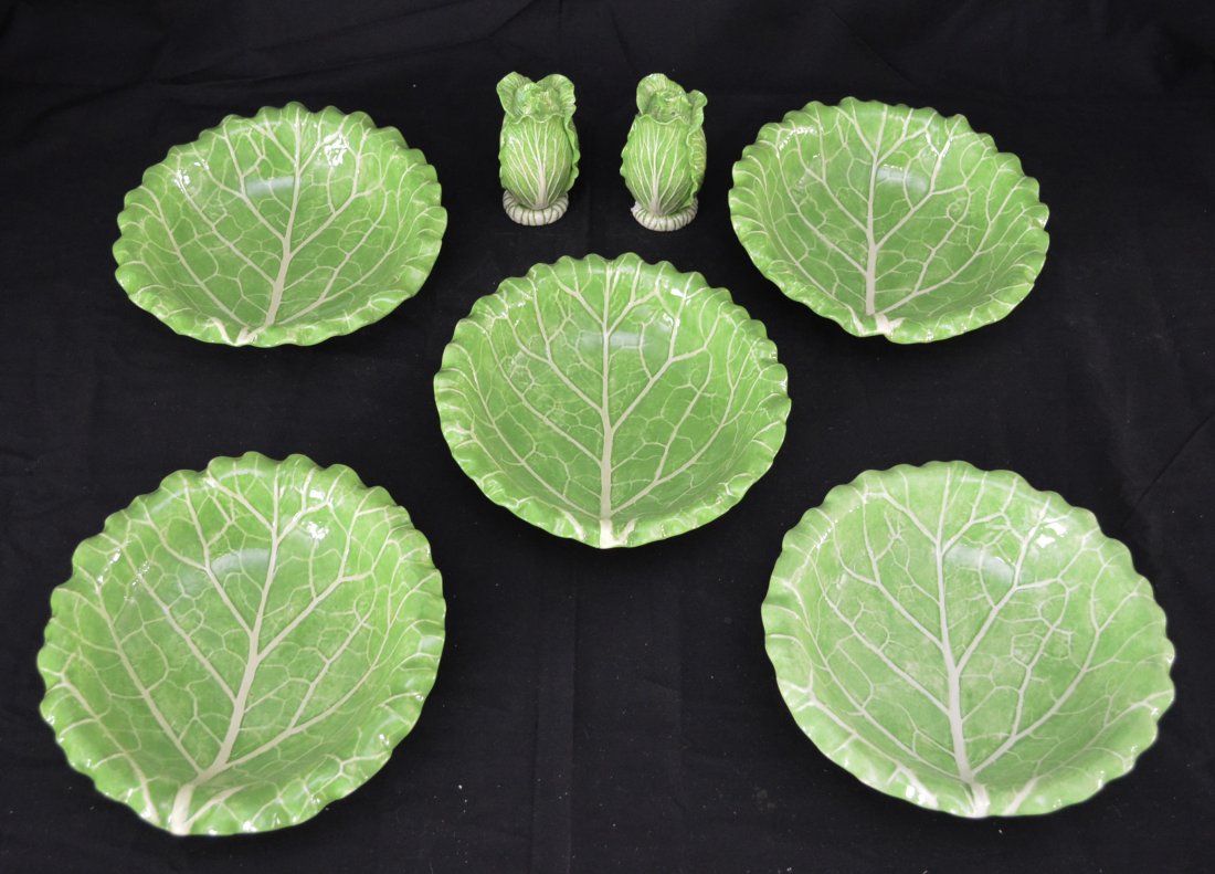 8 Dodie Thayer Bowls with Salt & Pepper Shakers: The bowls measure 2" tall x 7 5/8" diameter.