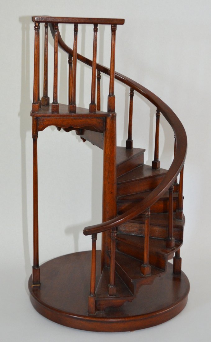 Mahogany Model Spiral Staircase: Measures 24.25" tall x 14" diameter at the base.