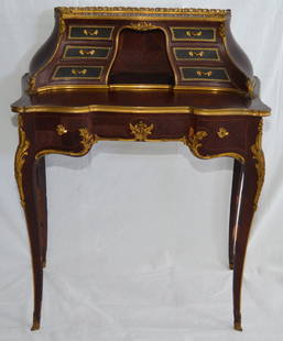 Divine Paul Sormani Louis XV Diminutive Ladies Desk: Paul Sormani (French, 1817-1877). The desk measures 37" tall x 26.5" wide x 16" deep.