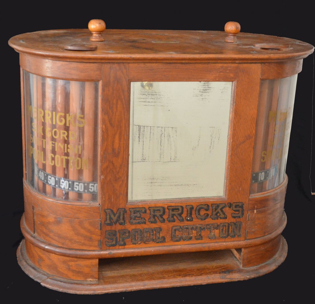 Merrick Six Cord Spool Cotton Spool Cabinet: Pat. 1897 23.5" tall x 31" long x 16.25" deep