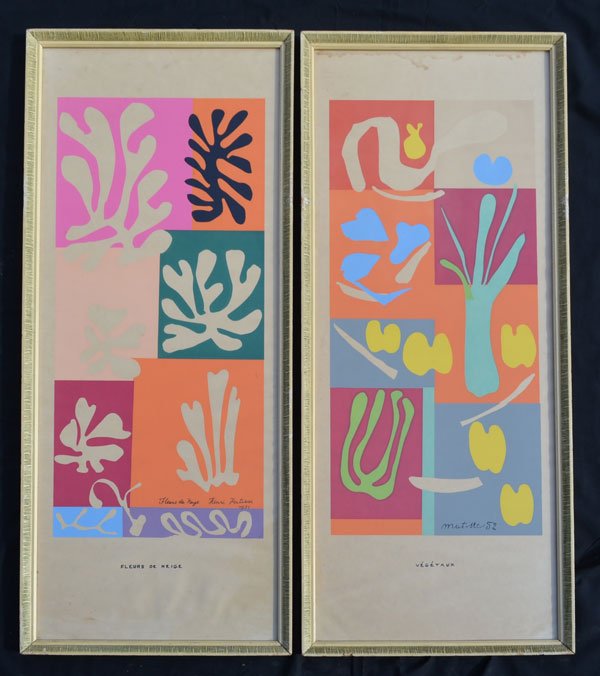 Original Matisse Vegetaux & Fleurs de Neige Lithos: Henri Matisse Signed, dated and titled in the plates. Frames: 36.25" x 15.25" paper sight: 34.5" x 13.5"