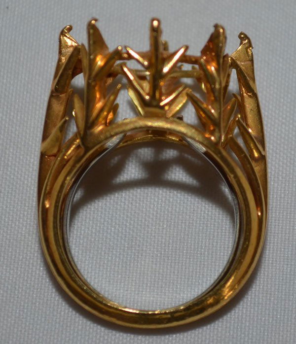 David Webb 18k Gold Ring Setting: 18k gold ring setting signed Webb. Gross weight is 4.8dwt, the ring size is a smaller 6 and the stone opening is approximately 5/8" diameter.