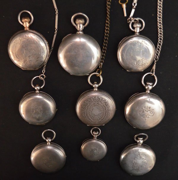 10 Antique Silver Pocket Watches