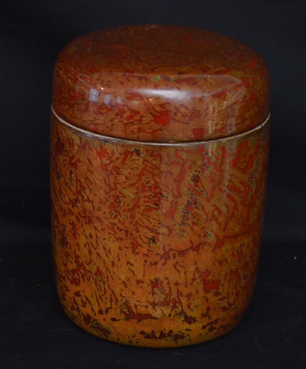 Lg Hans Hedberg Ask Lock Biot Pottery Jar: Measures 8.75" tall x 6 5/8" diameter.