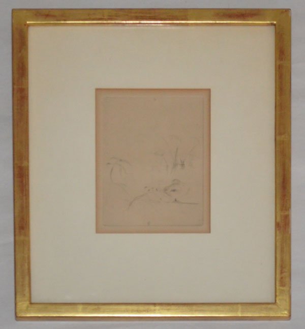 Berthe Morisot "Ducks at Rest on the Bank" Drypoint: 1888/1890 drypoint image, same image is on display at The National Gallery of Art in DC. Berthe Morisot studied with Barbizon School painter Camille Corot who taught her how to paint en plein air. Mor