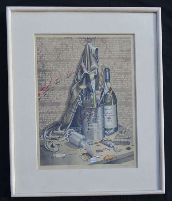 Ron Adams "Insufficient Funds" Embellished AP Litho: Ron Adams artist proof, hand embellished litho entitled "Insufficient Funds". Frame: 33.5" x 26" paper sight: 22.75" x 15.75"