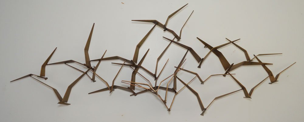 Signed Curtis Jere Seagull Wall Sculpture: It measures 5 ft. (L) x 23"(W) at its widest.