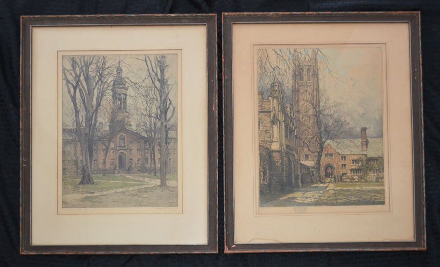 2 Luigi Kasimir Antique Pencil Signed Princeton Lithos: 2 Signed Luigi Kasimir in pencil with the titles; Lithos of Princeton University including: Nassau Hall (Frame: 23.5" x 18.25" Image sight: 16.25"x 11.5") and Holder Hall (Frame: 23.5" x 18.25" image 