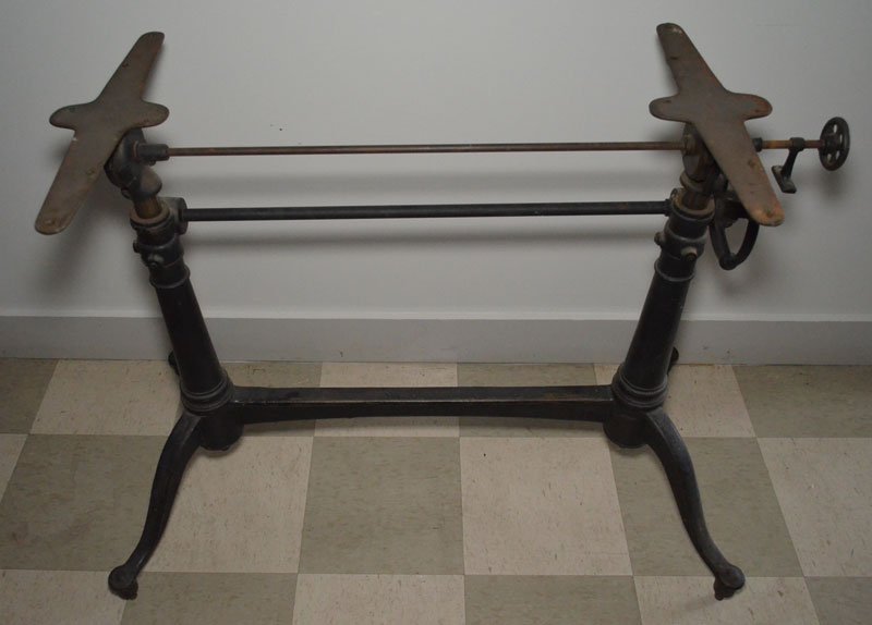 Antique 1911 Cast Iron Washburn Shops Drafting Table: The Washburn Shops Worcester Polytechnic Institute adjustable drafting table. Measures 32.5" tall (at shortest) x 43" long x 22" deep.