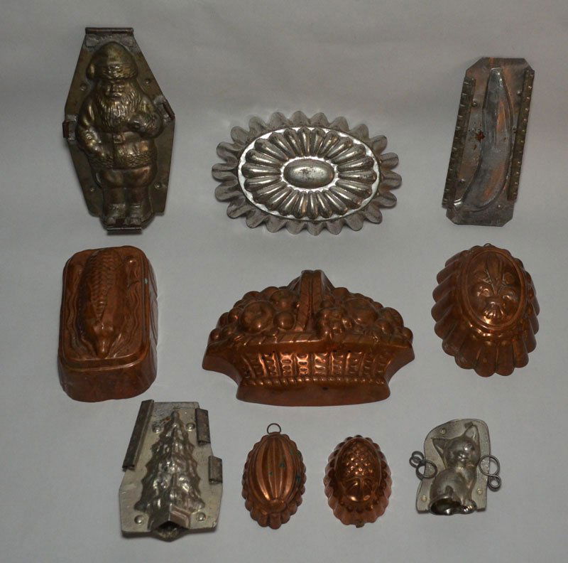 10  Vintage Copper, Candy And Ice Cream Molds ( Santa, (1 of 4)