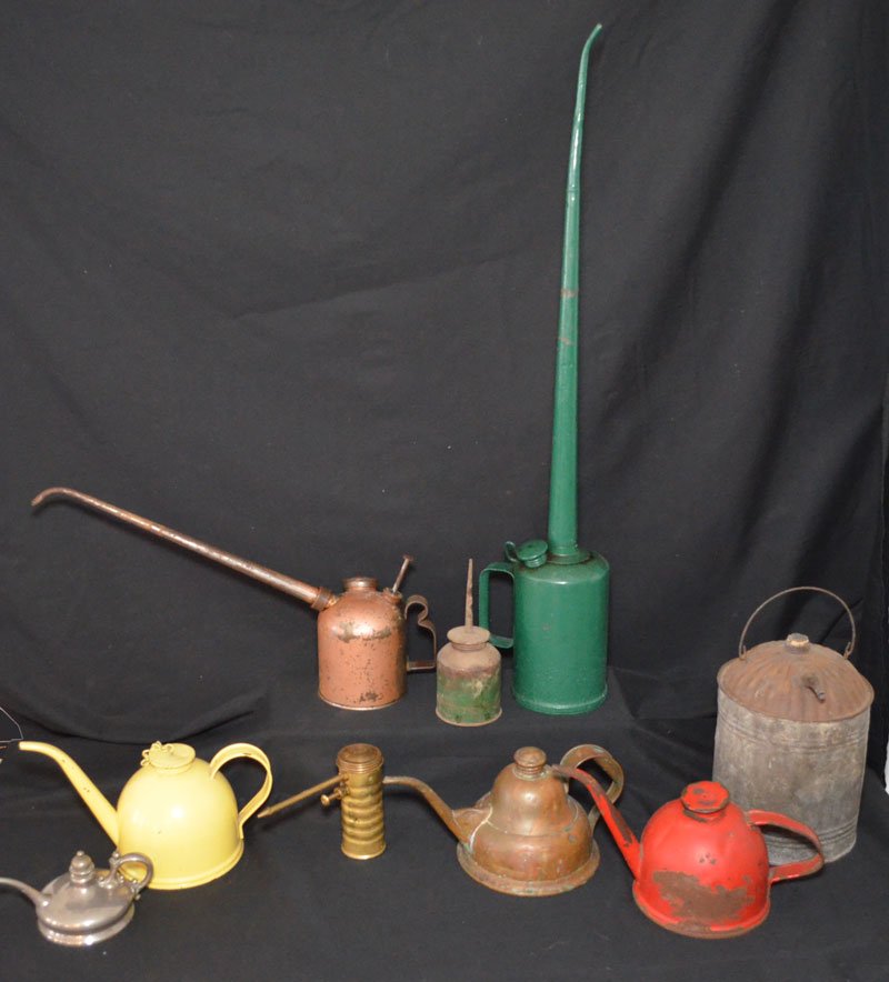 Generous Lot of 9 Vintage & Antique Oil Cans (1 of 5)
